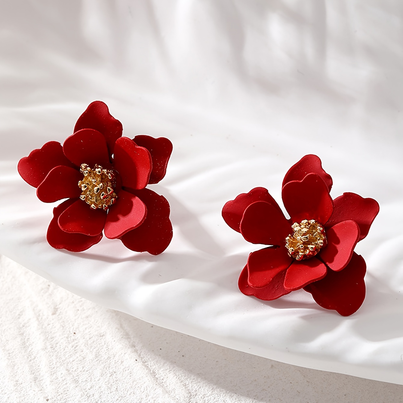 Matte Painted Flower Earrings Sweet Natural Style Ethnic Studs